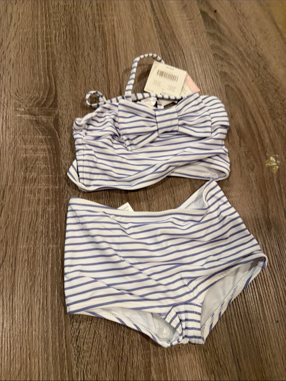 Janie and Jack White & Blue Striped Girls' Two-Piece Swim Set